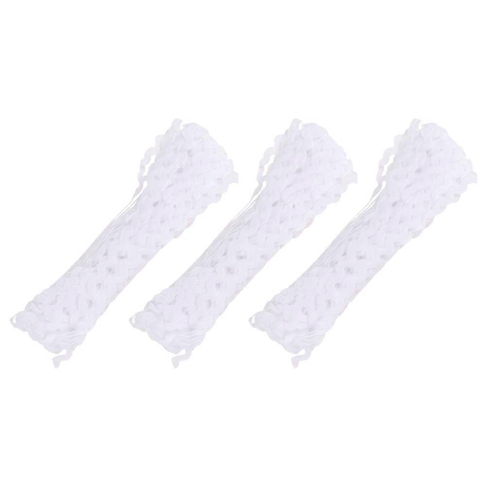 Wavy Trim Ribbon for Decoration Use White Polyester DIY Craft Ribbon 3Pcs