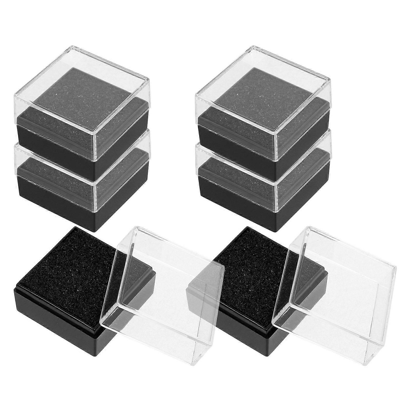 6Pcs Clear Badge Display Box Pin Display Case Breastpin Storage Box with Lid