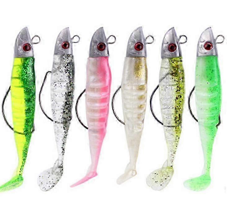 6pcs Jig Lead Head Soft Sea Fishing Lure 15.5-26g Artificial Pike C...