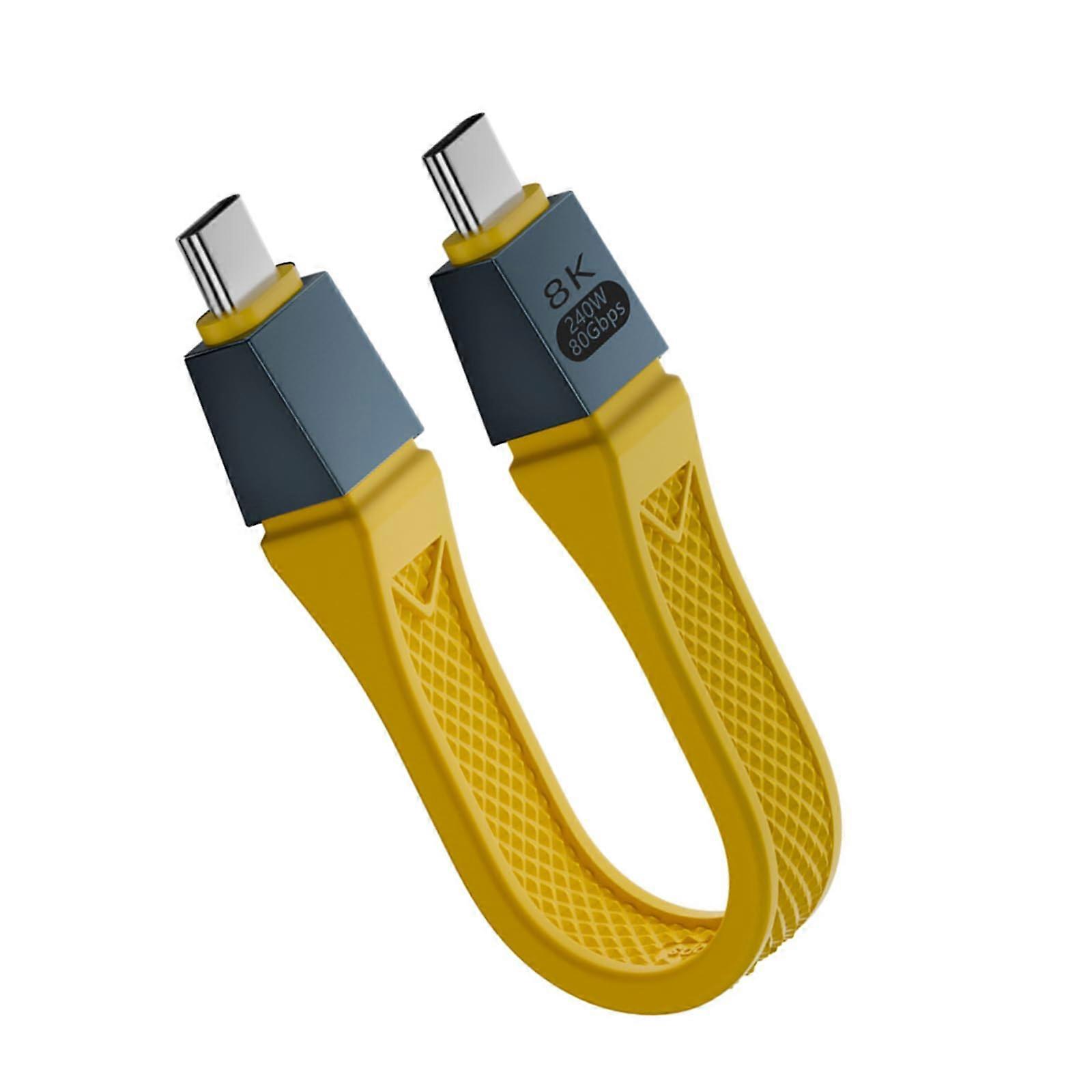 Type C To Type C Ribbon Cable 240W Quick Charging 80Gbps Data Transfer 8K Resolution Output Extension Cable For Phone yellow