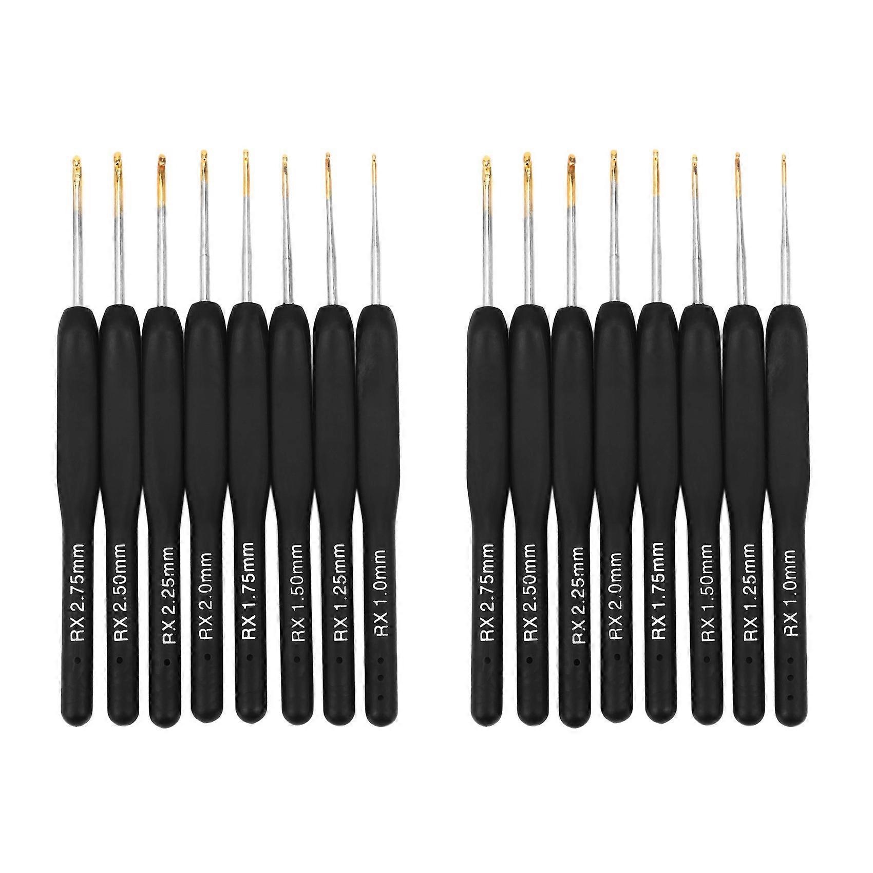 16Pcs / Set Black Knitting Needles Plastic Handle Crochet Hooks for Knit DIY Craft Tool Weaving Kit