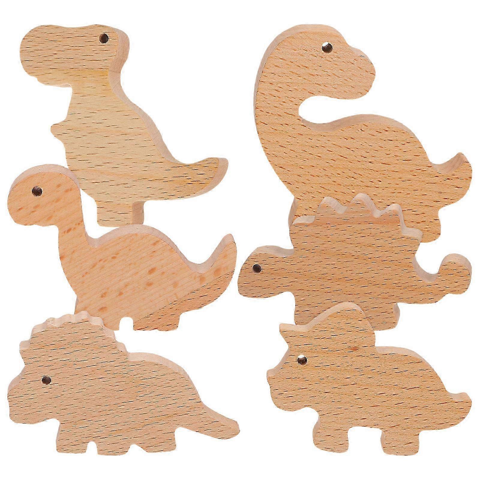 Dinosaur Drawer Pulls - Wooden Knobs for Furniture Upgrade, Set of 6
