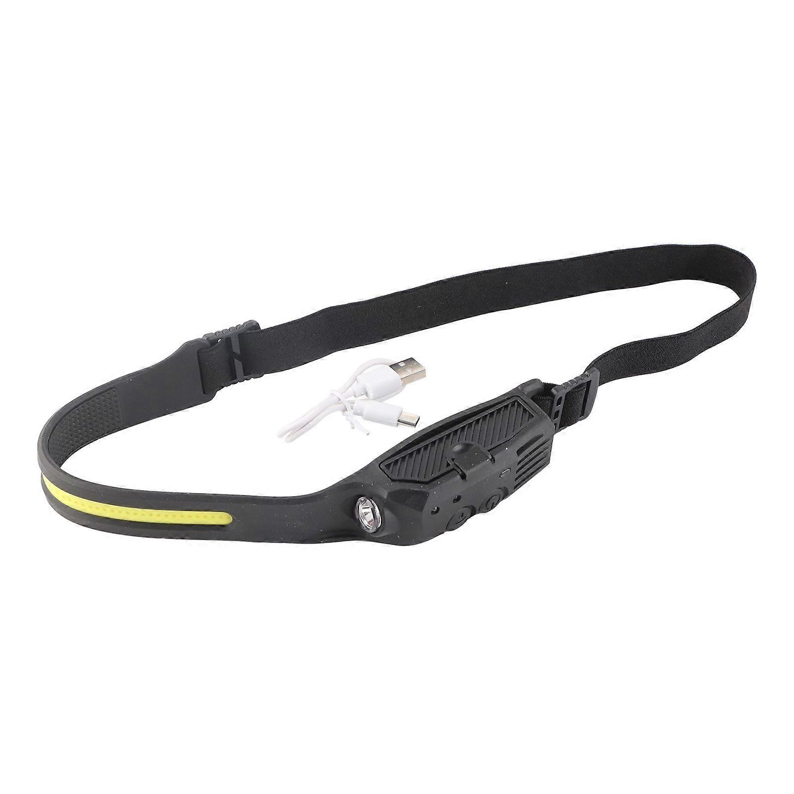 LED Headlight USB Charging 4 Level Double Button Switch Silica Gel Material Intelligent Sensing COB Headlights