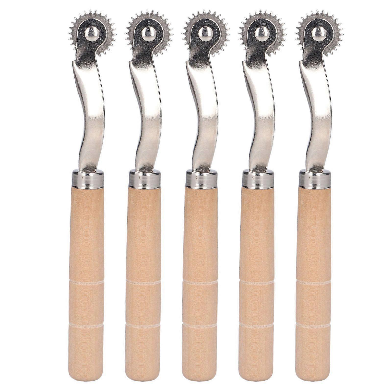 5Pcs Tracing Wheel Stainless Steel Wooden Handle Stitching Wheels Tool for Punching Marking