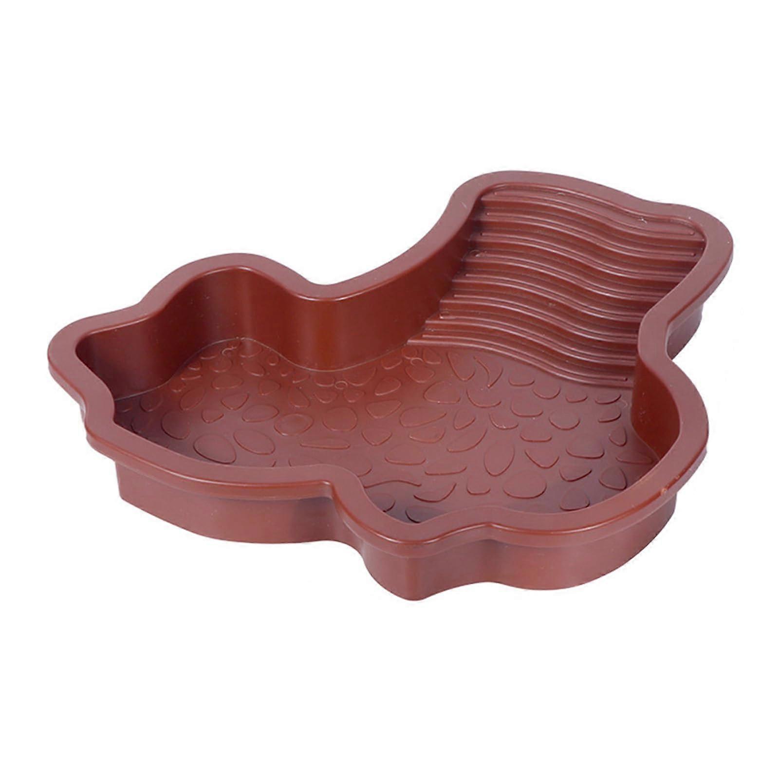 Extra Wide Shelled Animal Soaking Tub Safe ABS Design Two-Environment For Partial Water Reptiles Water Dish Brown Red