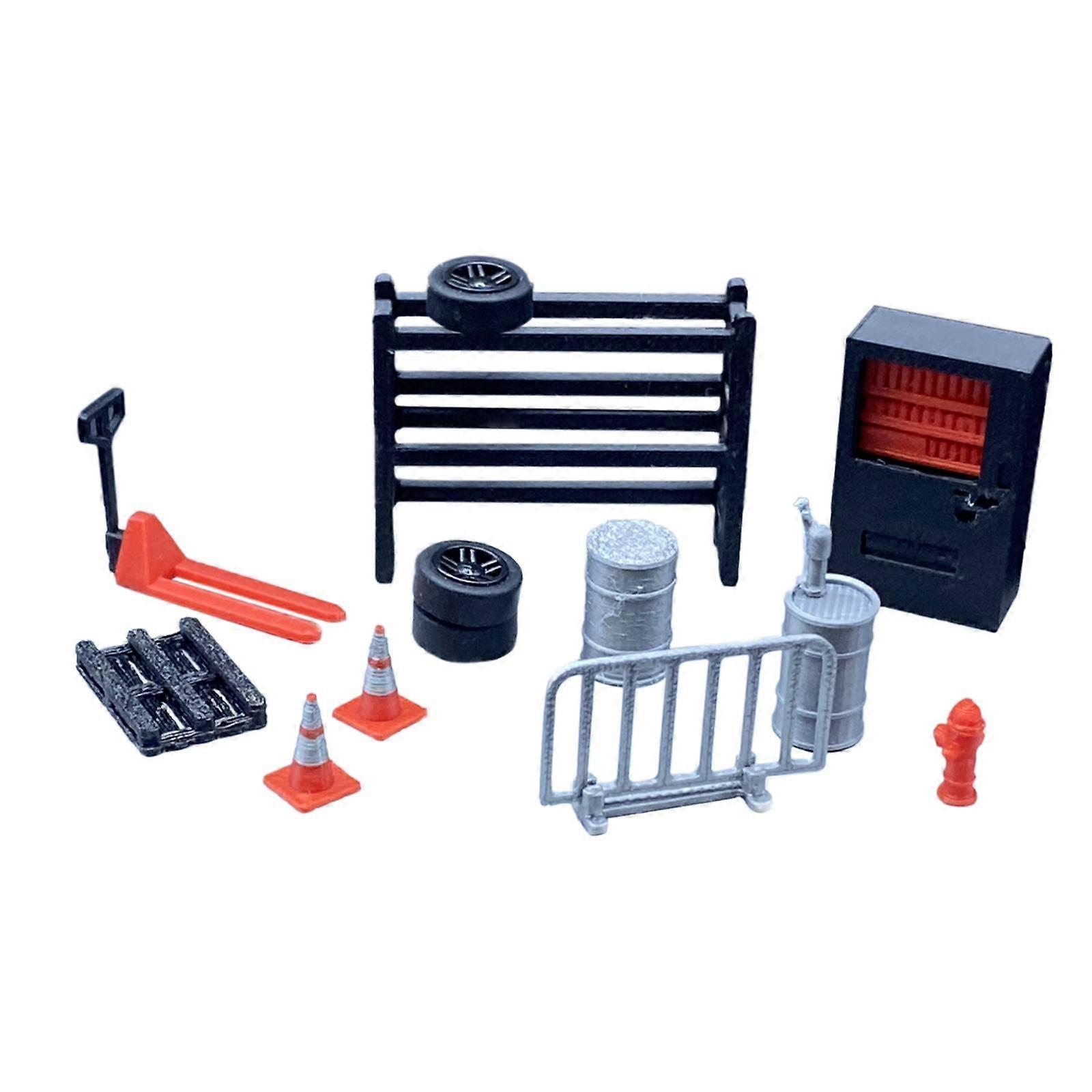 13 Stück 1/64 Maßstab Autoreparaturwerkzeuge Set Modelle Robuste Dekore 1:64 Diorama