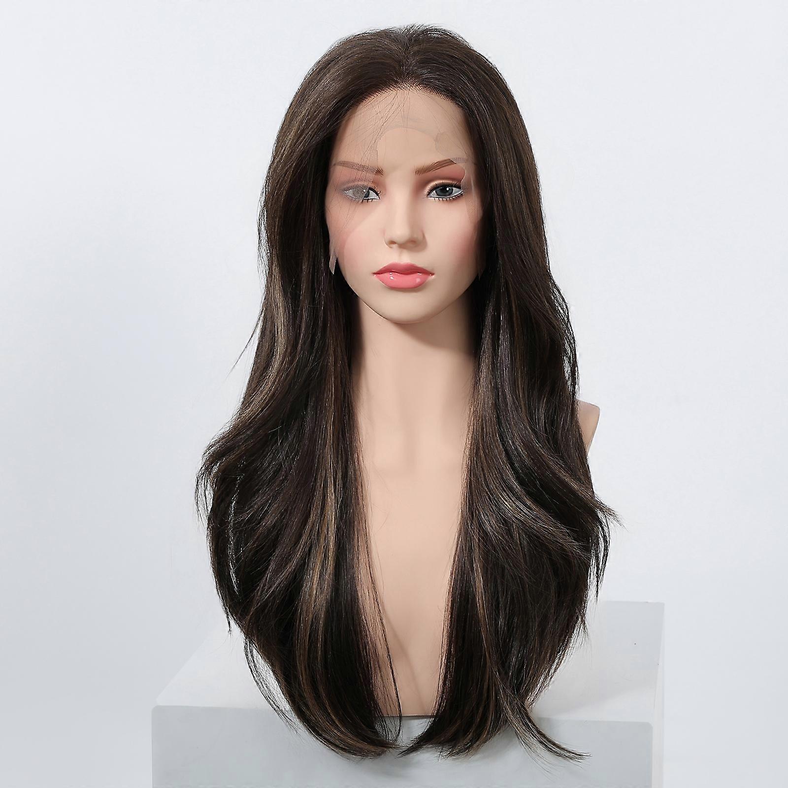 Highlighted Brown Soft Silky 13x6 Free Parting Lace Front Wig for Women – Heat-Resistant Synthetic with Natural Look