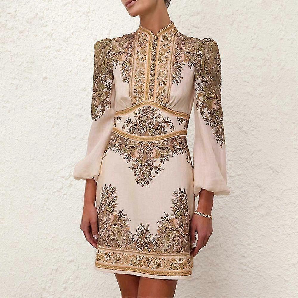 Buttoned Print Mini Dress with Zim Style Natura Design