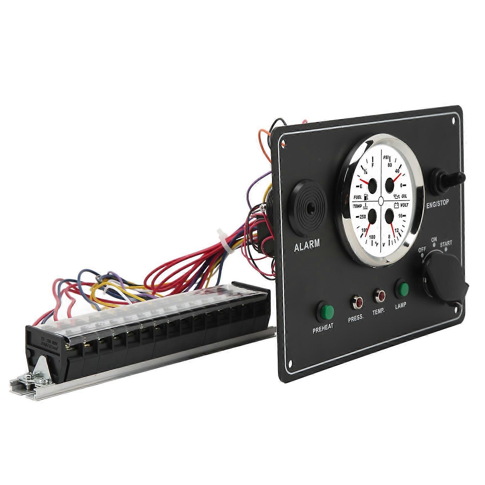 4 in 1 DC12V Central Control Dashboard 210x160mm Red Backlight