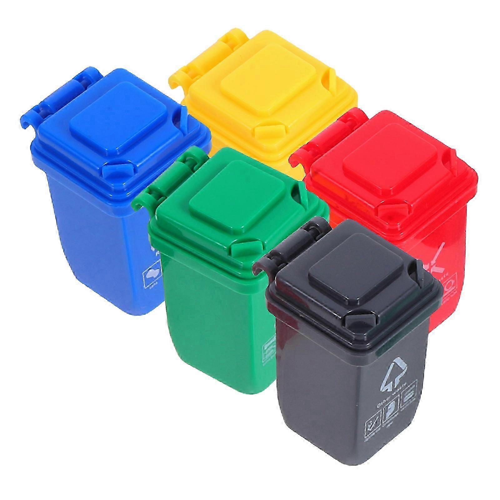 Mini Trash Cans Miniature Life Scene Decor Sand Table DIY ABS Rectangular Shape 5Pcs