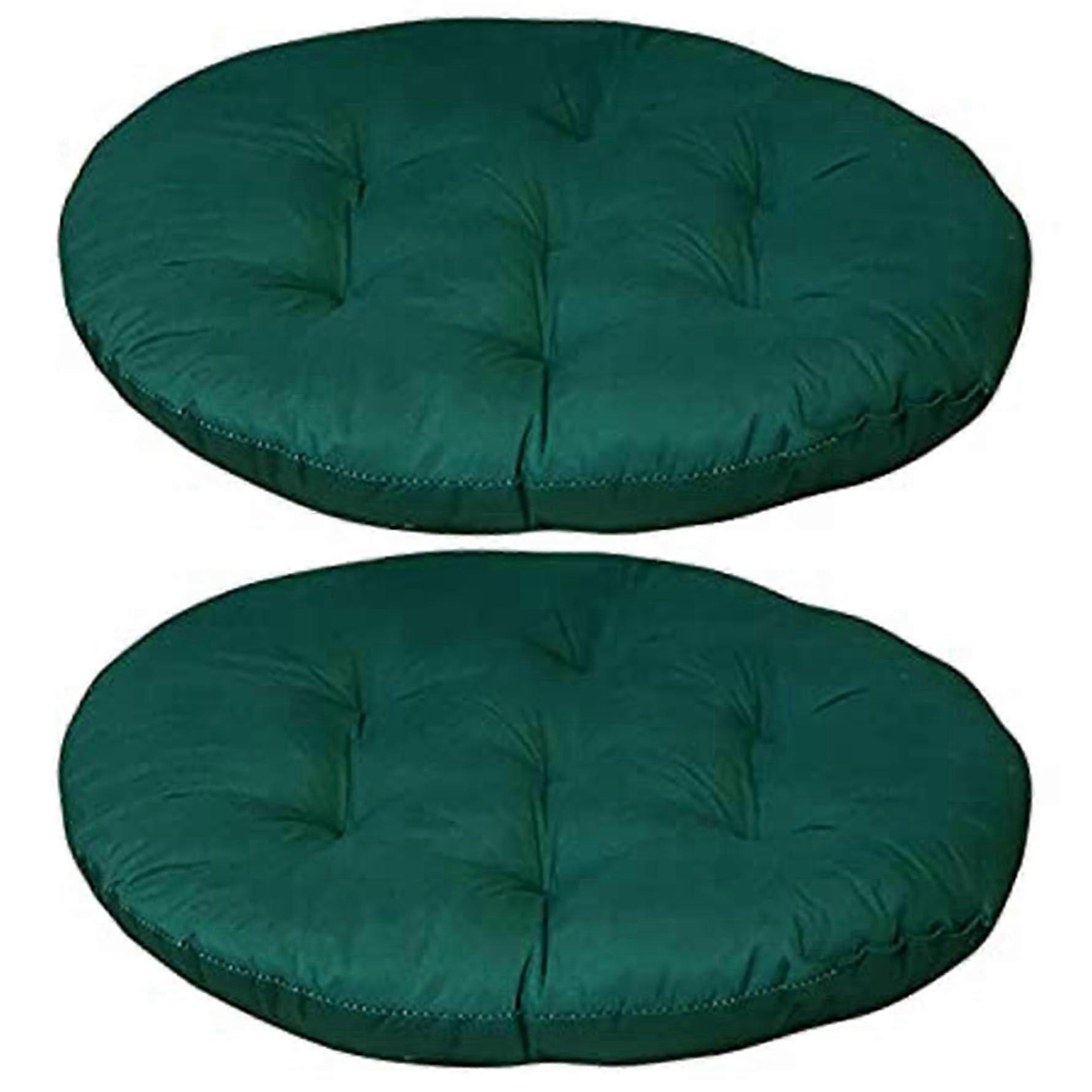 Round chair cushion set for bars, 2-piece 16" tufted with straps