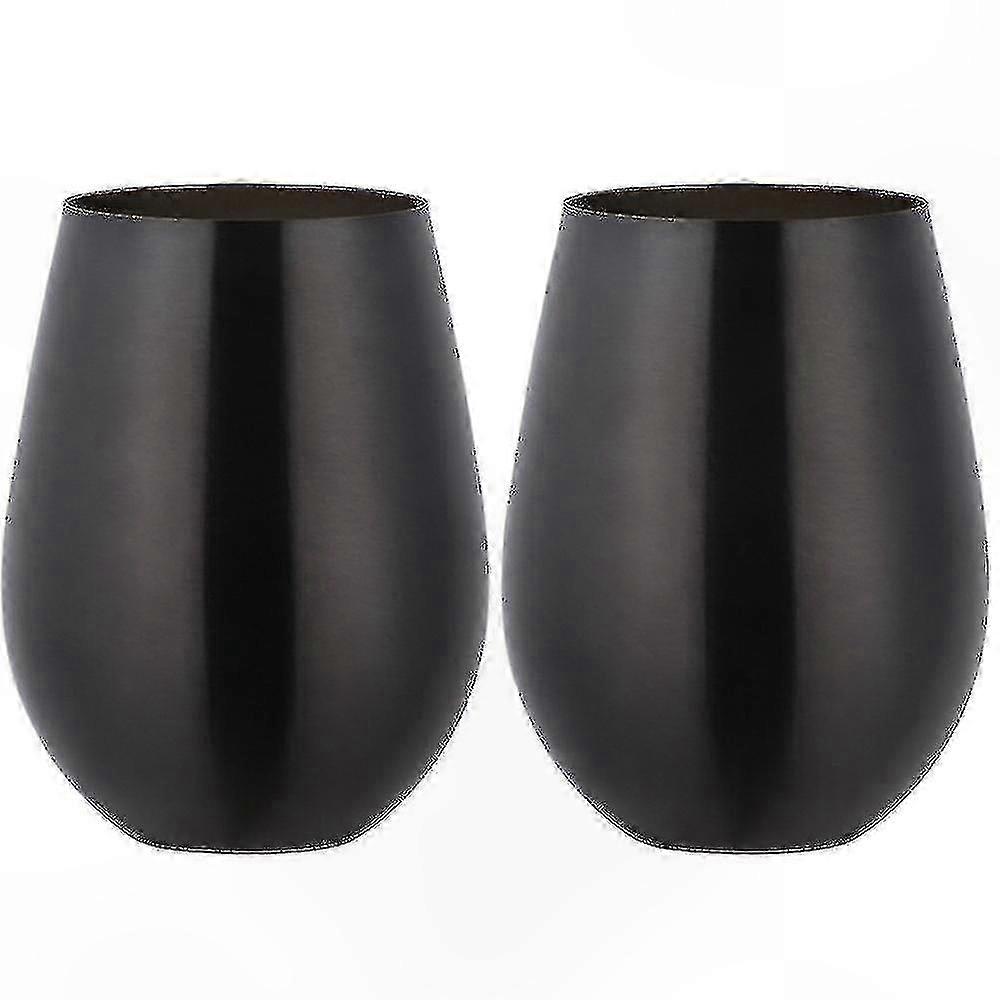 Sett med 2 stilkløse vinglass i rustfritt stål for reiser