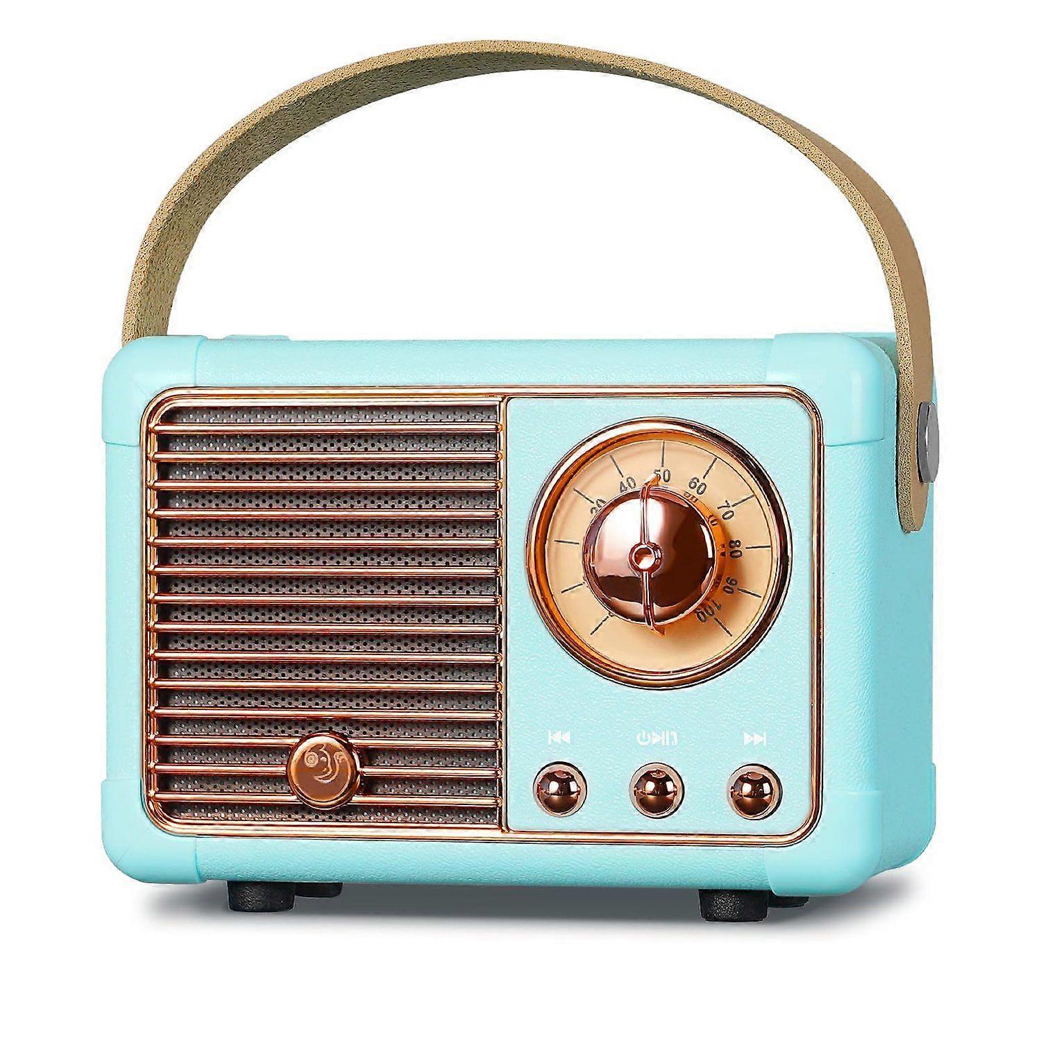 Mini Bluetooth Speaker with FM Radio, Retro Radio Bluetooth Speaker Rechargeable, Bluetooth 5.0/Superior Good Sound, Supports USB/TF/AUX/Hands-Free Ca