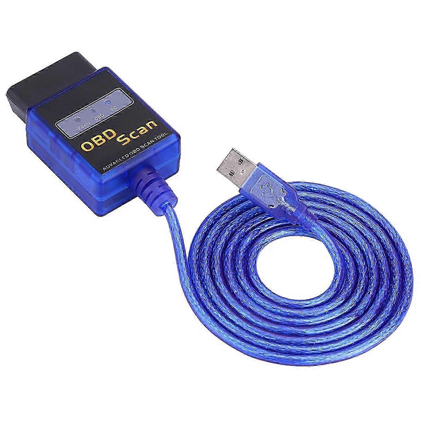 OBD2 V1.5 USB Diagnostics Scanner Energy Efficient USB Adapter OBD2 Scanner for Car Vehicle