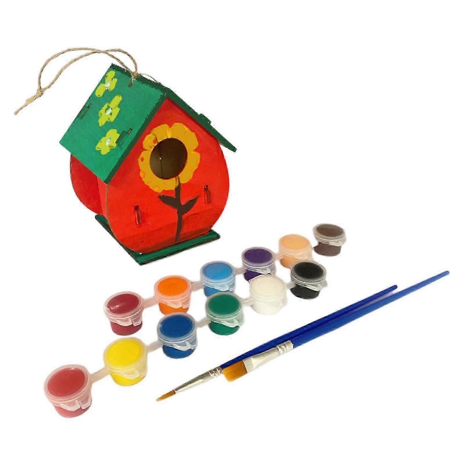 1 σετ Bird House Construction Kit Παιδιά Diy Ζωγραφική Συναρμολόγηση Bird Box Craft Παιδιά Build Paint Birdhouse Δώρα Επιλογή Mengxi