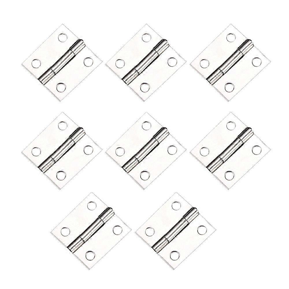 8Pcs Small Thick Metal Folding Butt Hinge for Cabinet Door Silver