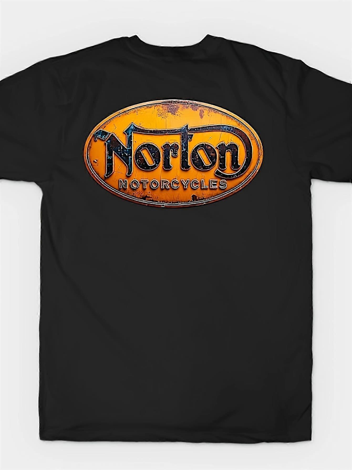 نورتون دراجات نارية تي شيرت رجالي - 100٪ قطن, كاجوال رقبة مستديرة, كم قصير, طباعة هندسية عتيقة, ملابس لجميع المواسم, أسود wi-aqzws163