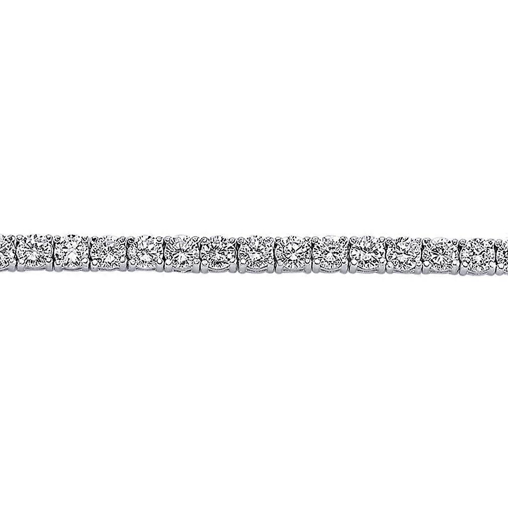 Jewelco London 女士纯银立方氧化锆永恒网球手链 6mm 7 英寸