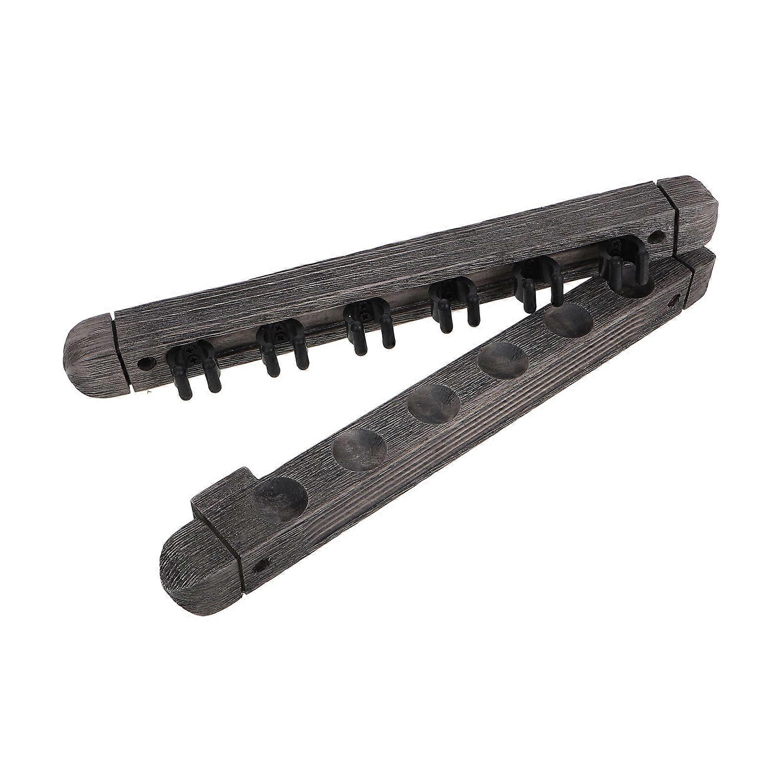 Solid Wood Pool Cue Holder Wall Mount for Storage 5Sets Cue Rack