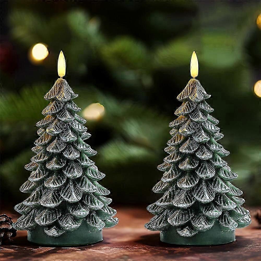 Christmas Tree Shaped LED Candle Light Frosted Wax Atmosphere Lamp Decorative Ornament for Holiday / Home / Restaurant