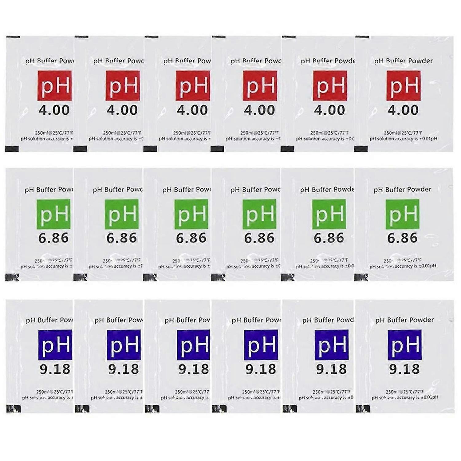 18 Pack PH Meter Buffer Solution Powder 6.86/4.00/9.18, PH Calibration Solution Packets for Precise