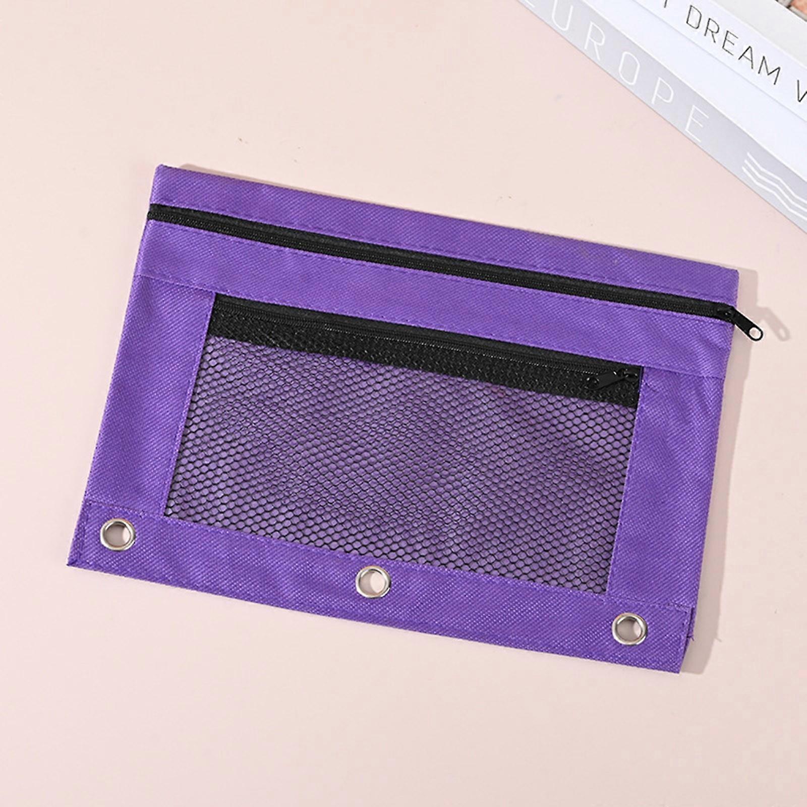 YangJinLian Binder Pencil Pouch with Zipper Pulls, Pencil Case with Rivet Enforced 3 Ring, Multicolored