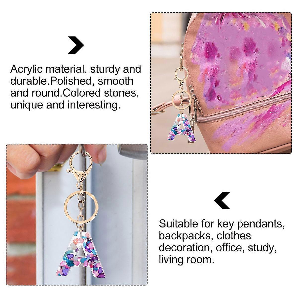 Decorative Alphabet Acrylic Key Rings for Decoration Use 2Pcs Colorful Keychains