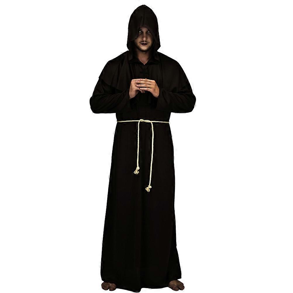 Monks Uniform Cosplay Suit Friar Costume for Halloween Party Use Xxl Black