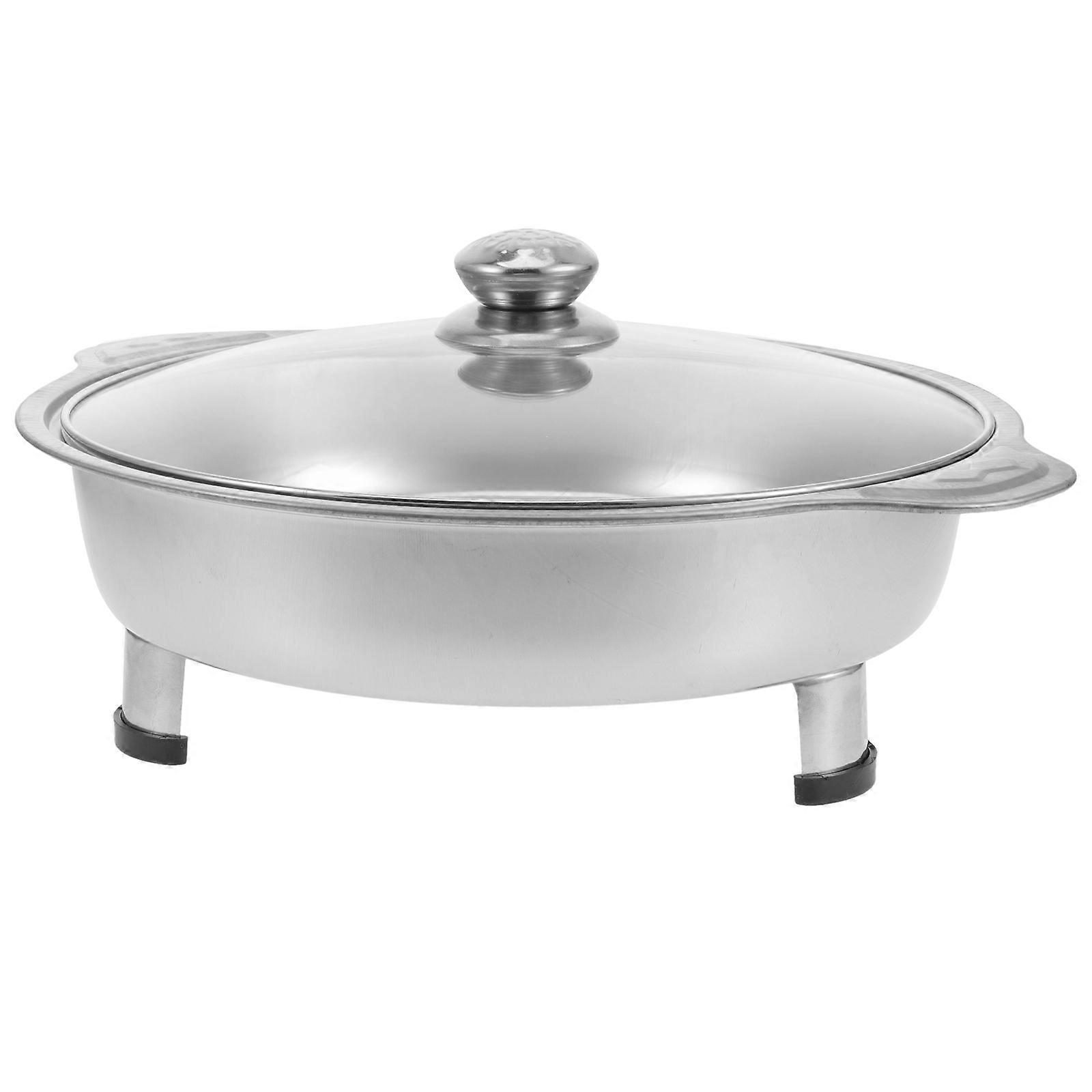 Buffet Pan Stainless Steel for Washing Vegetables with Lid Silver