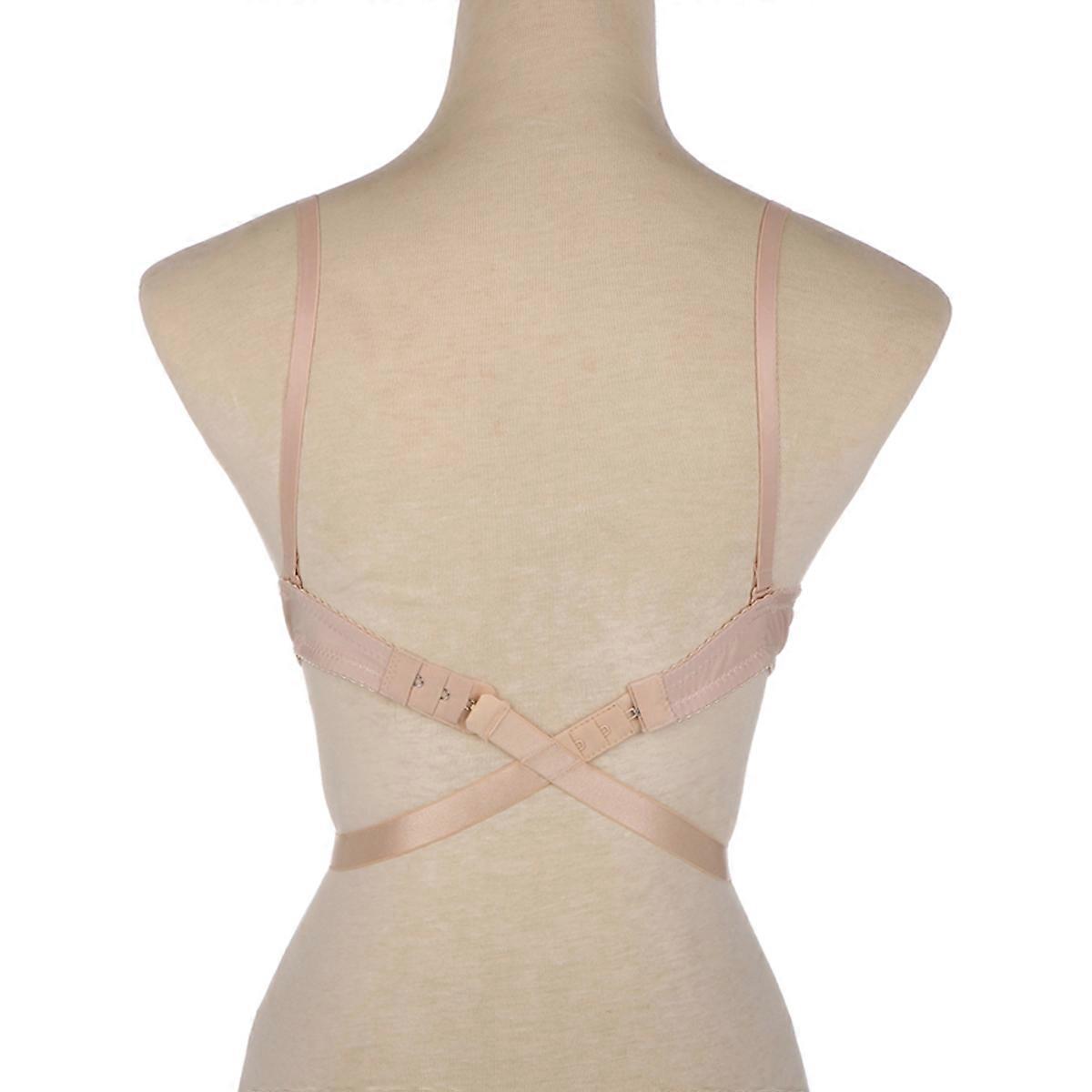 Backless Bra Strap Extender Low Back Bra Strap with 3 Hooks Skin-Color