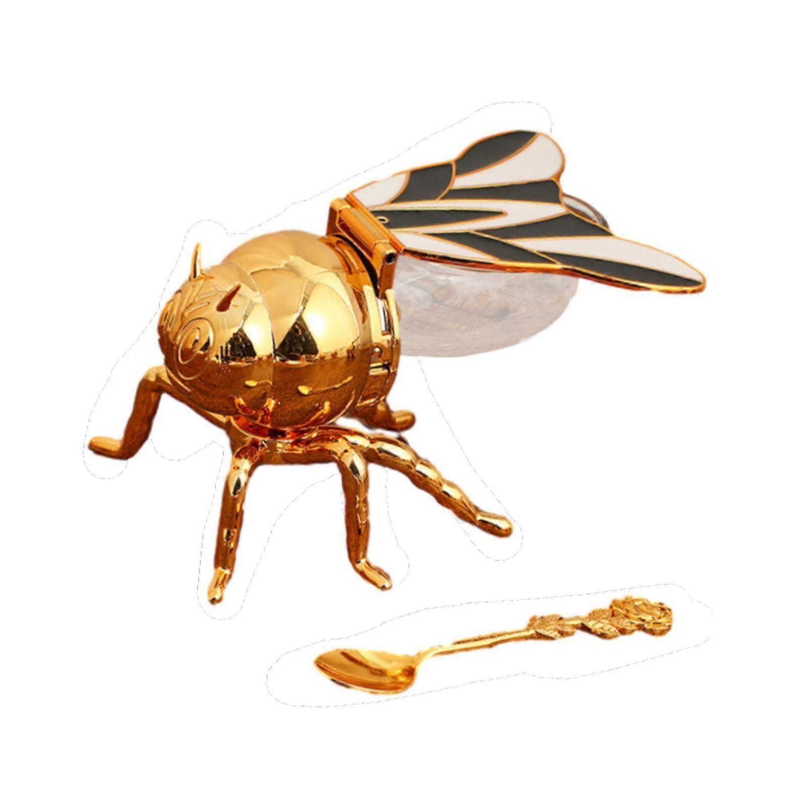 Bee Shaped Honey Jar with Spoon Container for Festive Kitchen Condiments Oil