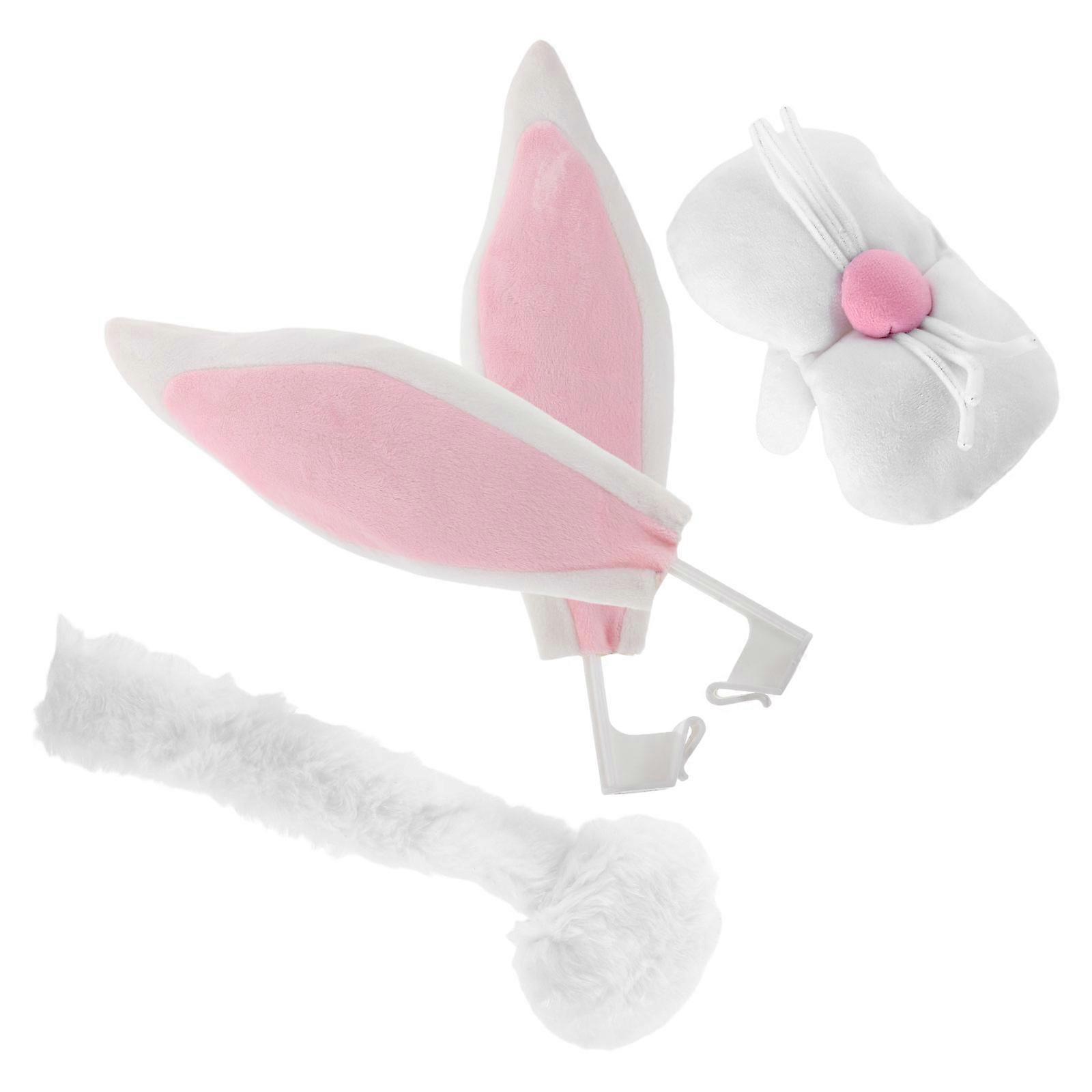 Car Decoration Bundle With Cute Bunny Ears And Nose Tail Perfect For Festive Events Unique Plush Design 3 Sets