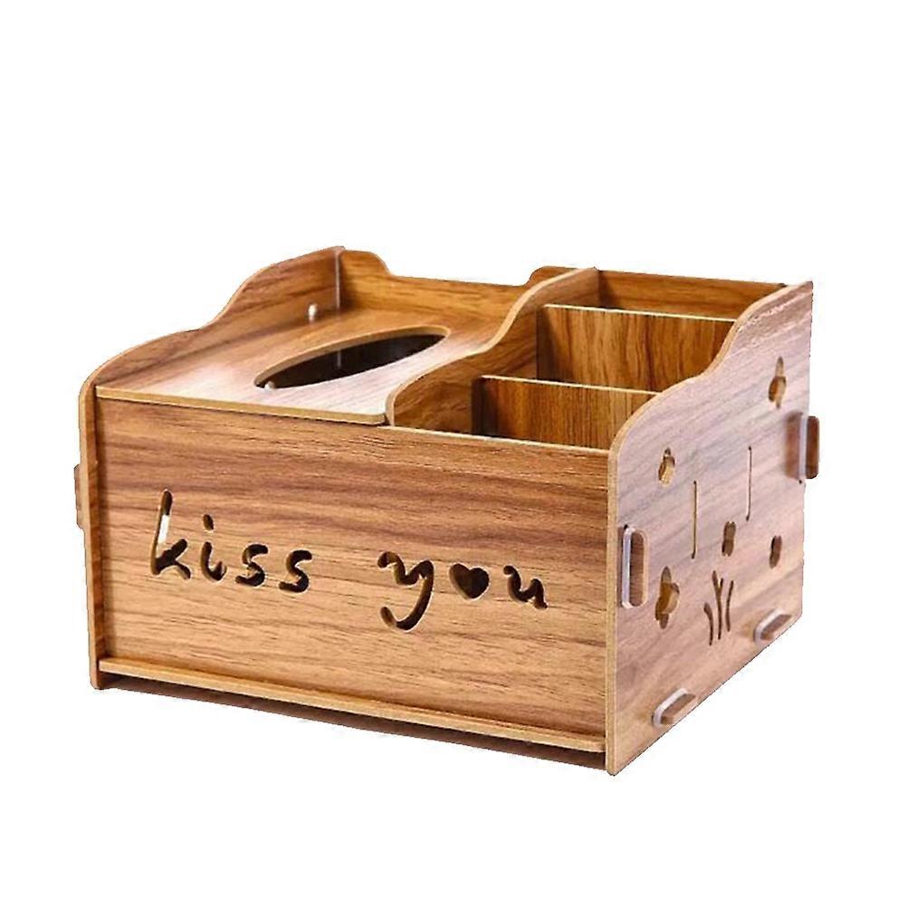 Wooden Tissue Boxes Multipurpose Holder For Living Room With Rectangular Shape Coffee Color 1Pcs