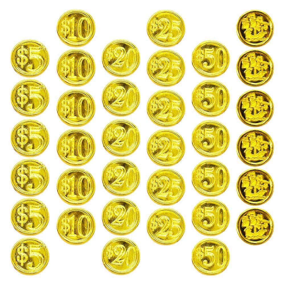 Toy Golden Plastic Coins for Playing 96Pcs Treasure Hunt Props