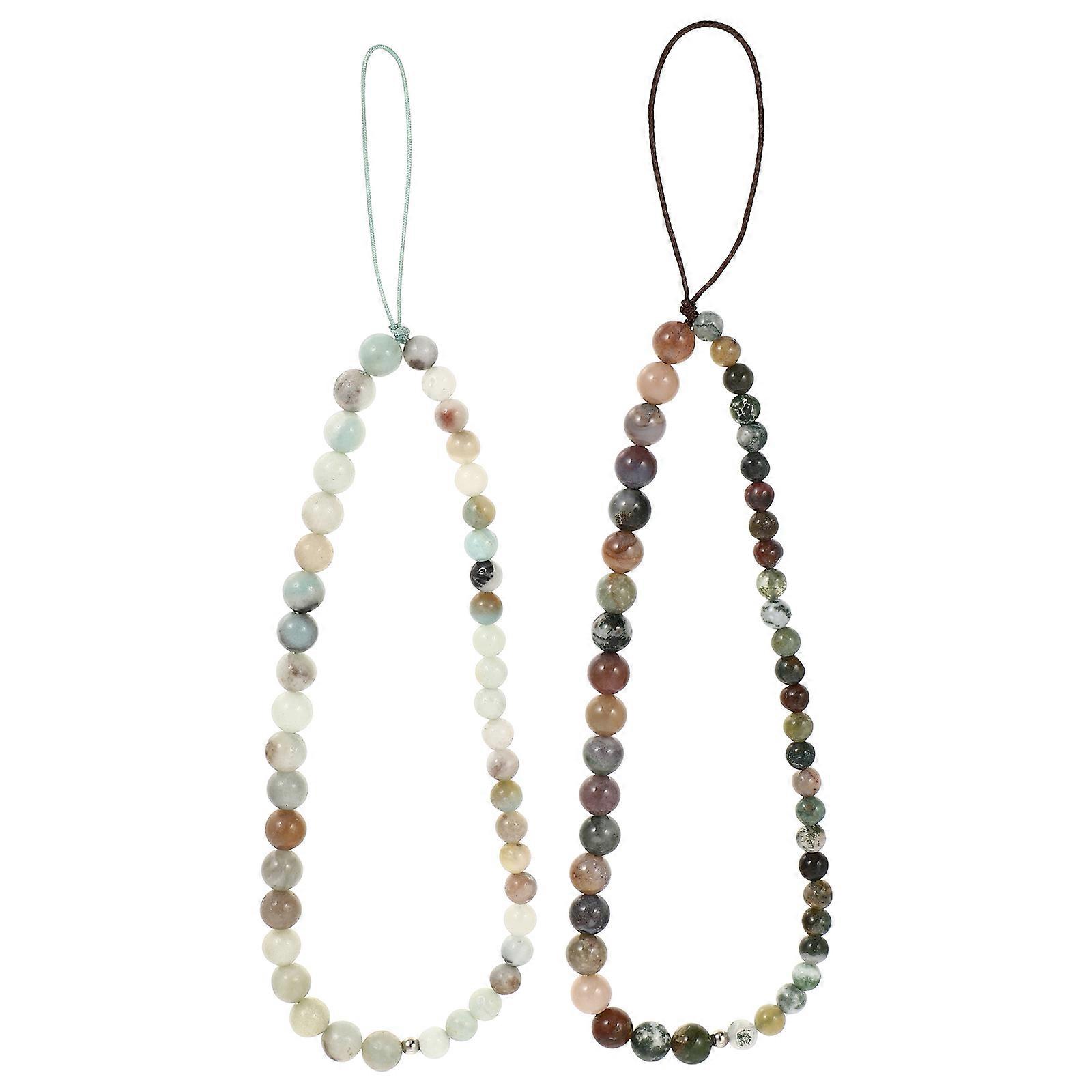 Phone Chain for Mobile Use Chinese Style Beaded 2Pcs Hanging Ropes