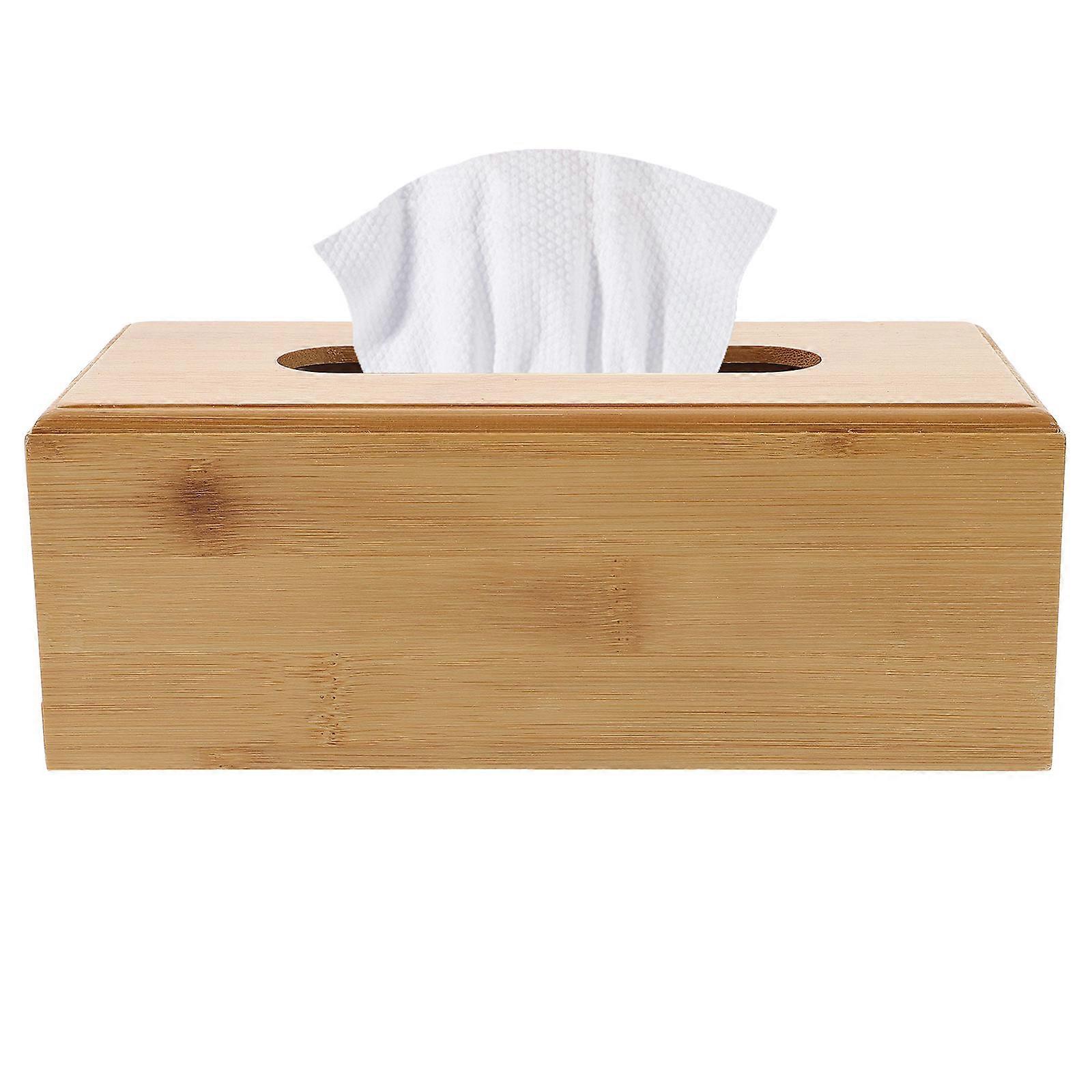 Paper Storage Container Tissue Box for Storage Use 3Pcs Beige Wood