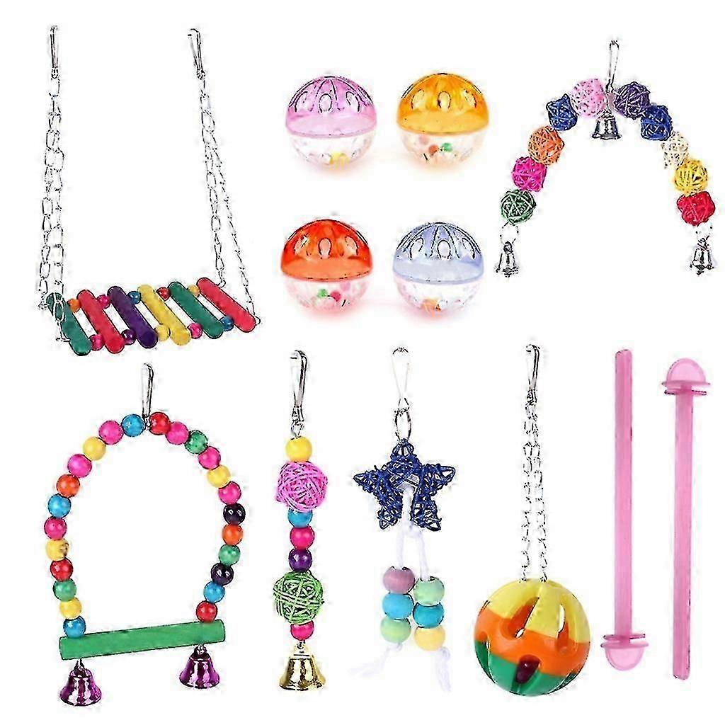 12Pcs Bird Toy Parrot Chew Toy Safe Swing Perch Stand for Budgies Parakeets