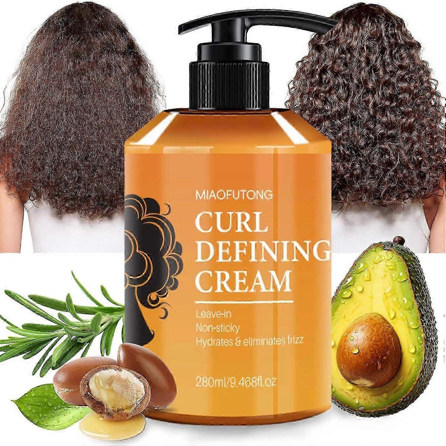 Curl Defining Cream, Hydrating Argan Oil Hair Mask Curl Moisturizer Enhances Wavy Curly Hair, Smoothing Curling Cream Detangles, Conditions and Reduce