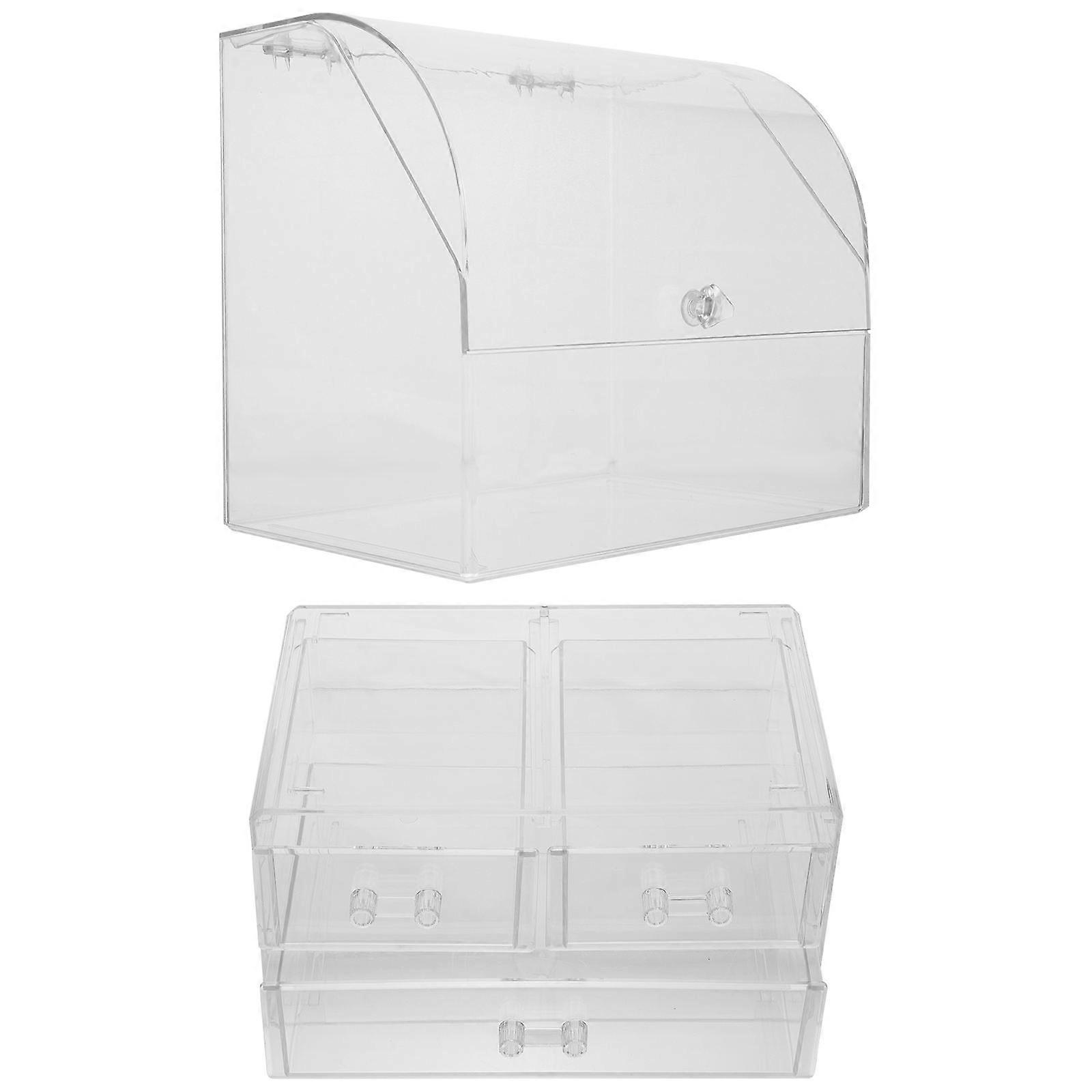 2Pcs Drawer Type Cosmetic Storage Box Transparent Acrylic Design For Desktop Use 32.5x16cm Storage Function