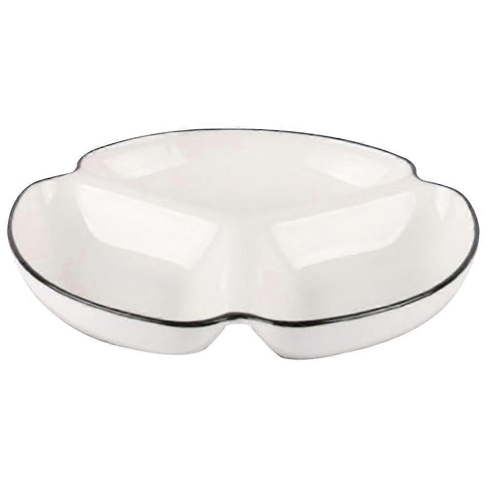 Portion Control 3Pcs Ceramic Divided Serving Dish Appetizer Plate For Kitchen Square 19x19cm Simple Design