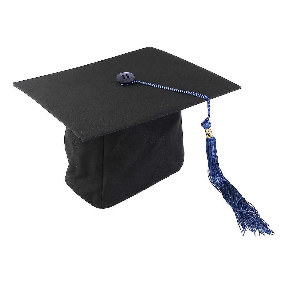 2Pcs Adjustable Graduation Cap Mortar Board Hat for Adults Black