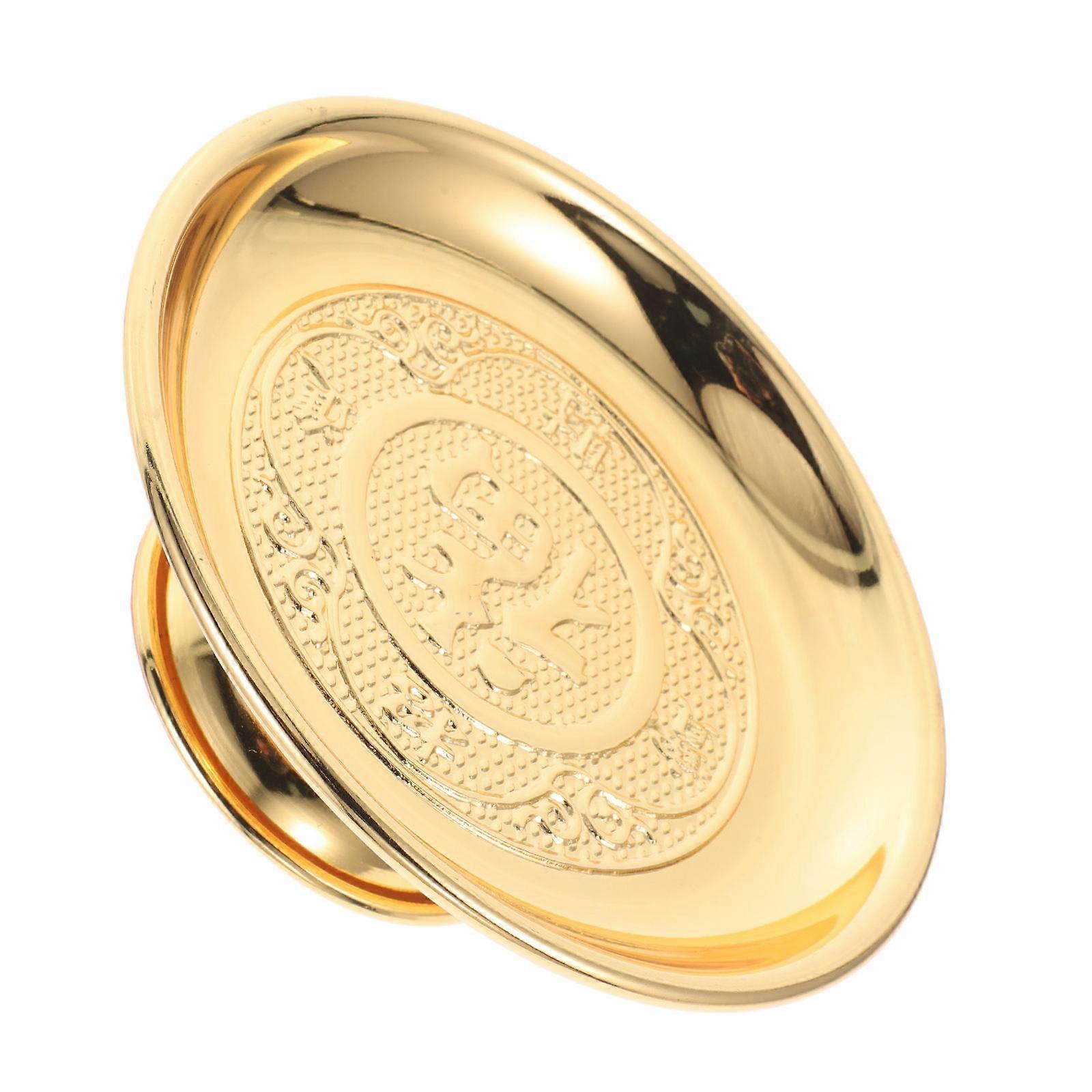 Golden Fruit Plate 2Pcs Wedding Round Serving Platter for Ritual Blessings