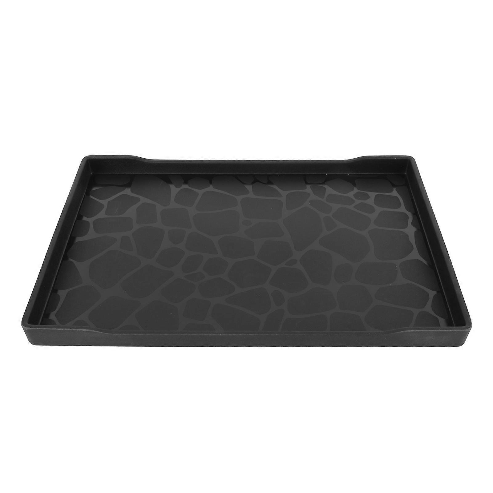Rectangle Plastic Serving Tray 15.0x10.4in Black Reusable Platter