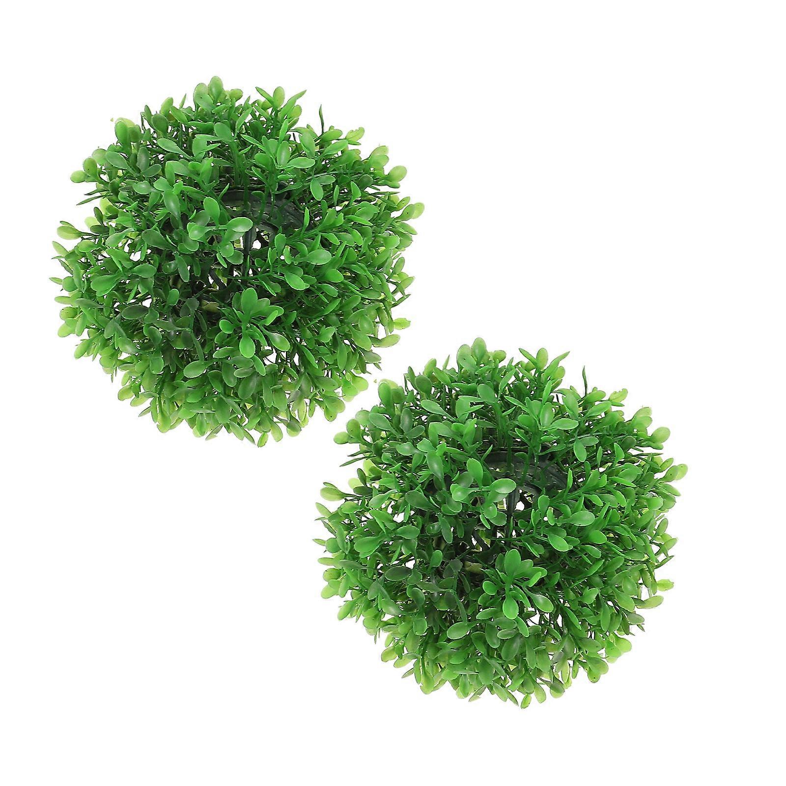 Artificial Grass Balls for Decoration 2Pcs Green Plastic Topiary