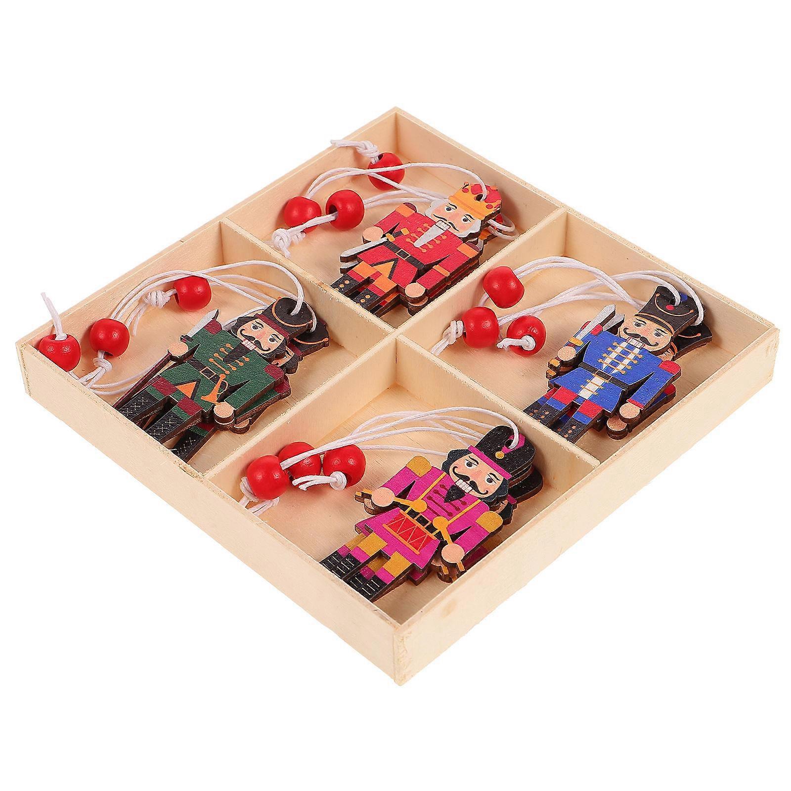 Wooden Nutcracker Pendant for Crafts 24Pcs Assorted Color Christmas Decor