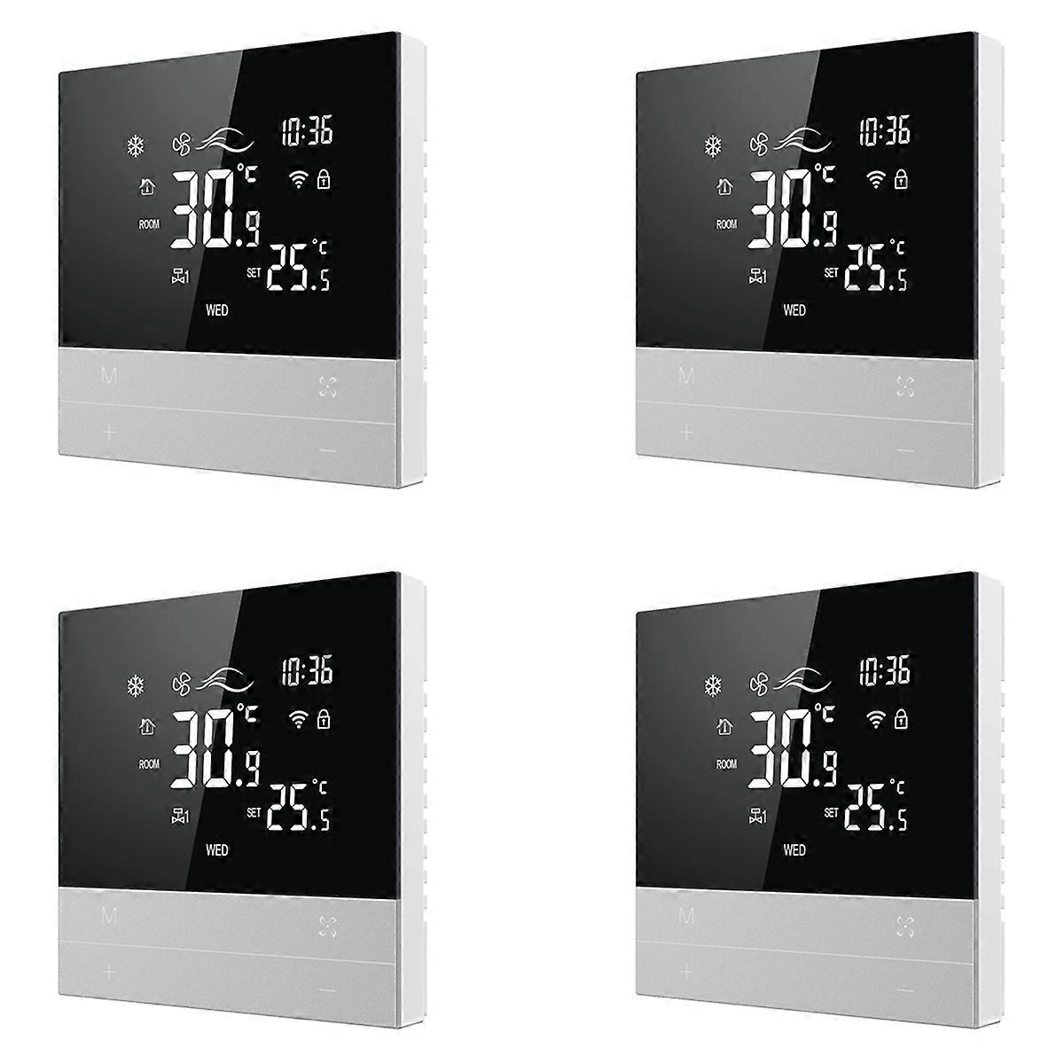 4X Tuya WiFi Smart Termostatbryter Varme Kjøling 3-trinns Viftekonvektorenhet Stemme Temperaturkontroller