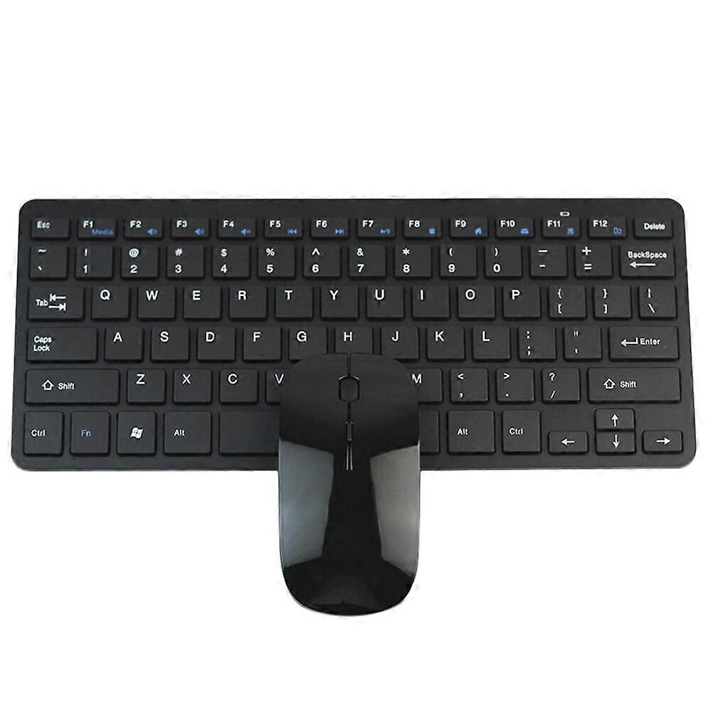 Pavo 2.4G Mini Keyboard Wireless Keyboard Ultra-thin Keyboard with Mouse for Home Office (Black, Without Battery)