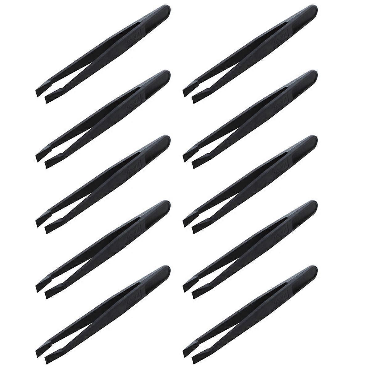 Manual Tool Black Plastic Flat Tip Anti-static Tweezers