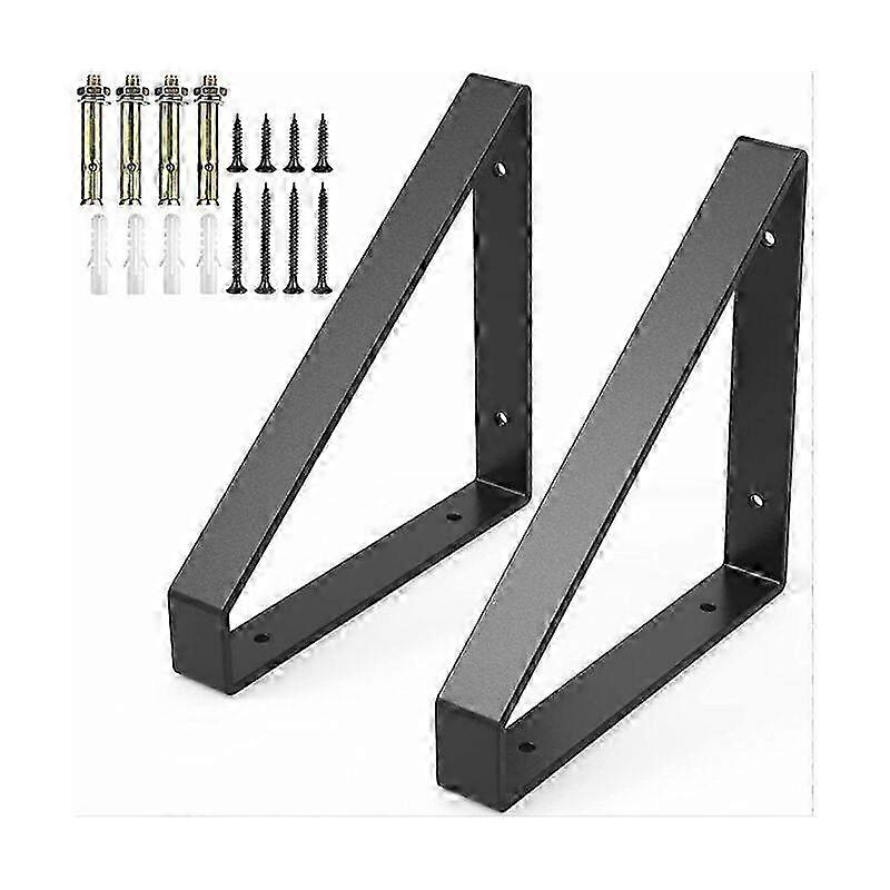 Black Triangle Shelf Brackets, Durable Powder Coat Finish Floating Shelves, Space-saving Wall Mounted Shelf Supporter For Bedroom Kitchen, High 25-26