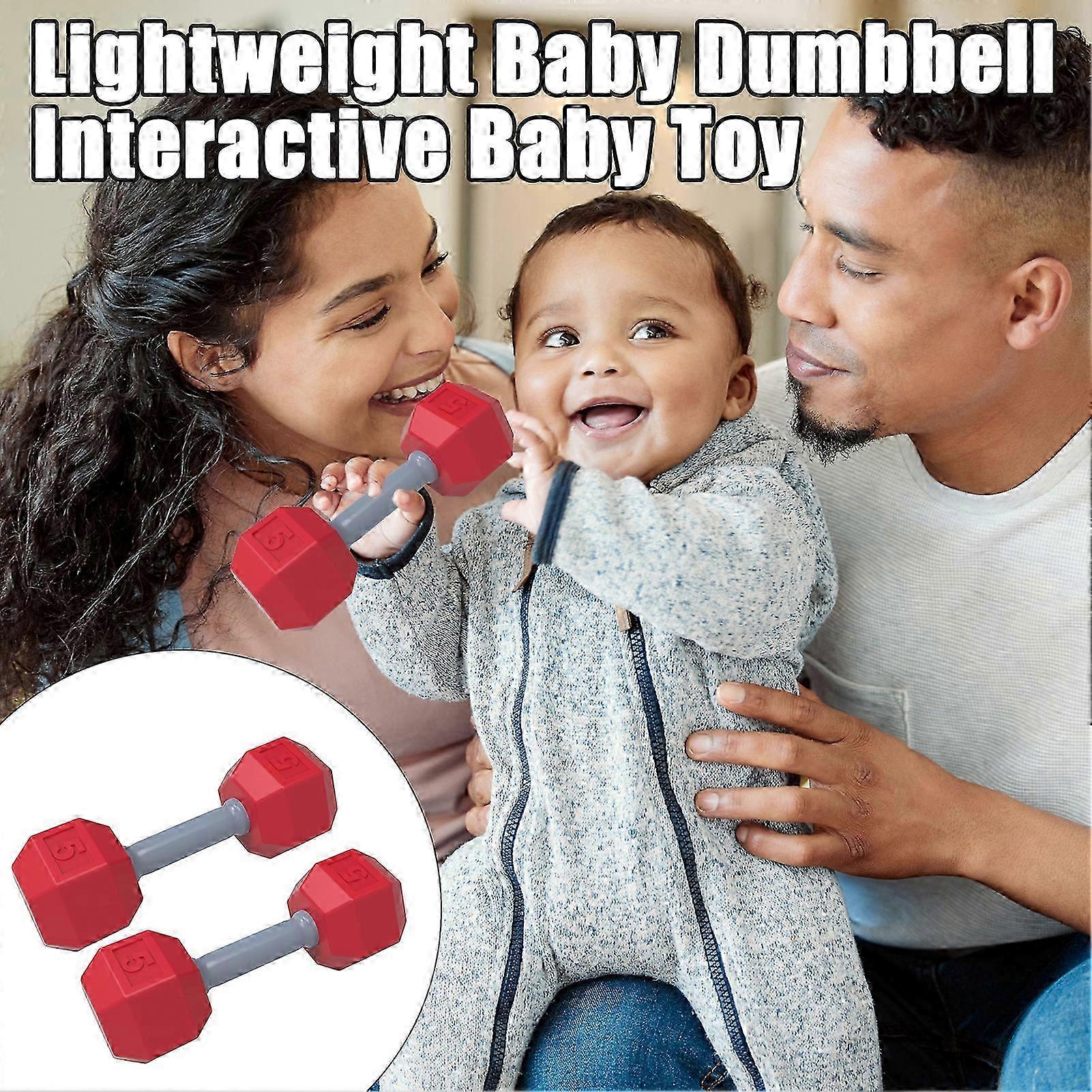 2Pcs Baby Rattle Dumbbell Toy PVC Mini Dumbbell Figurine Toddlers Colorful Weightlifting Exercise Tiny Dumbbell Decoration 26s